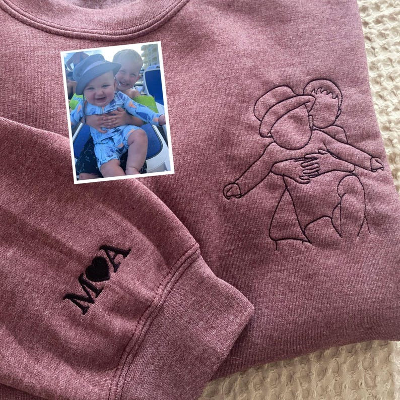 Personalized Sweatshirts with Photo Embroidered Mothers Day Photo Sweatshirt HCMD0297