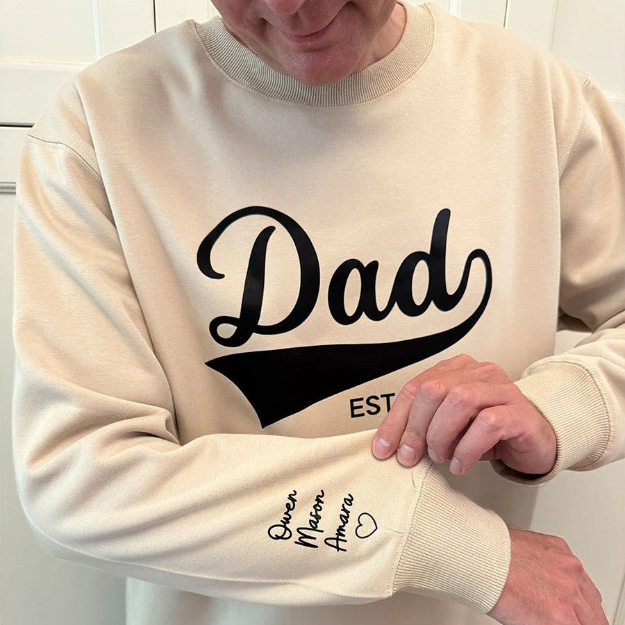 Custom Dad Sweatshirt With Kids Name For Father's Day Gift Ideas HCMD0126