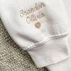 Custom I Wear My Heart On My Collar Mama Sweatshirt with Kids Name on Sleeve CEMS1109
