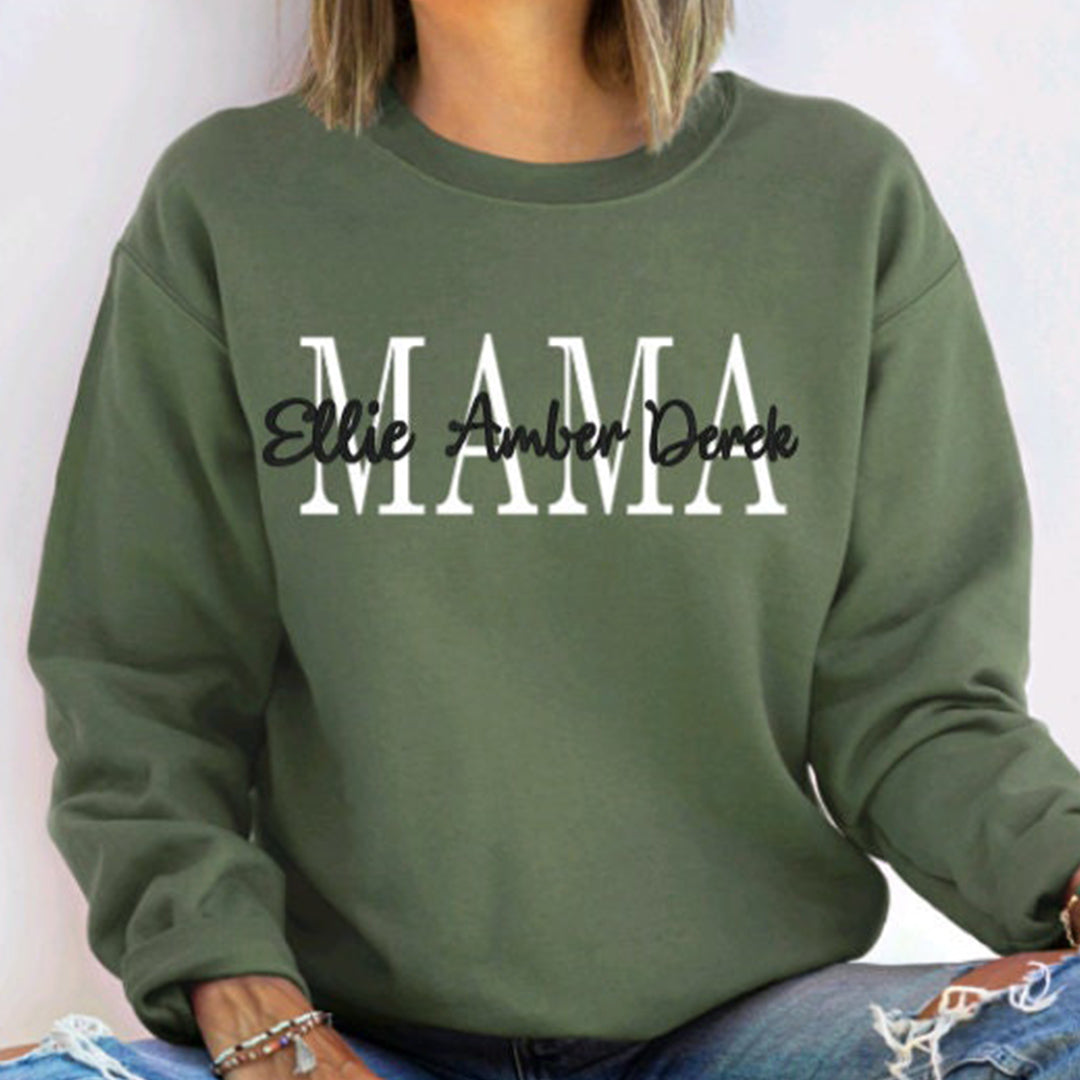 Hugcustom Personalized Mama Sweatshirt with Kids Names For Mom Grandma