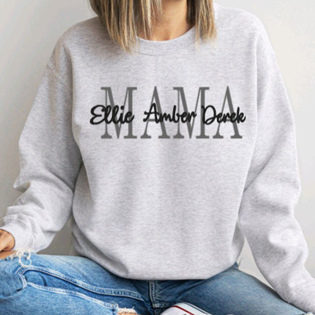 Hugcustom Personalized Mama Sweatshirt with Kids Names For Mom Grandma