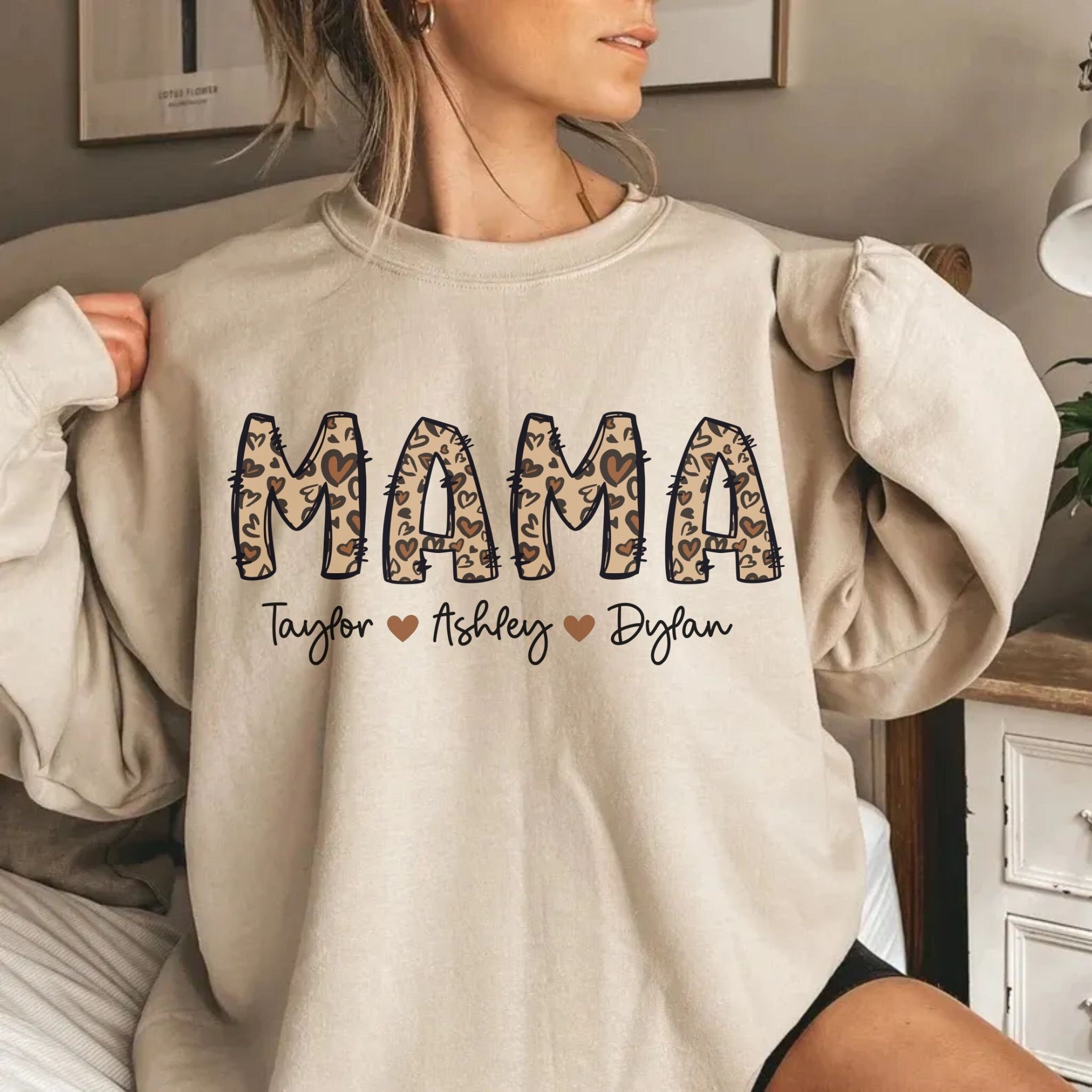 Hugcustom Personalized Mama Sweatshirt with Kids Names