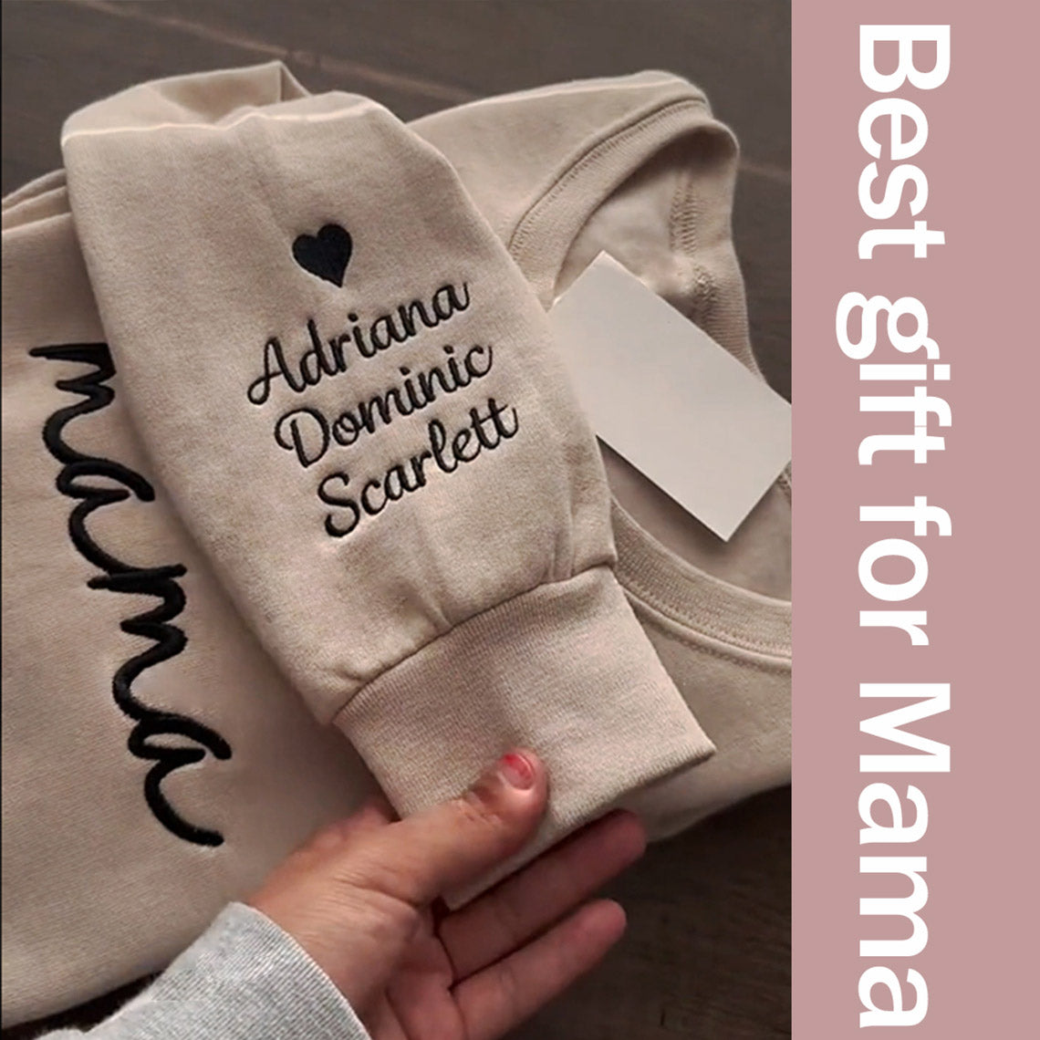 Custom Mama Embroidered Sweatshirt with Kids Names Sleeves CEMS1191B