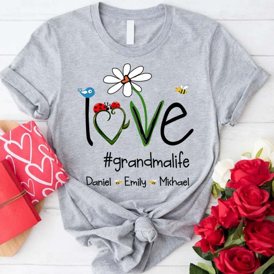 Personalized Love Mimi Sweatshirt with Grandkids Names On Sleeve CEMS1084