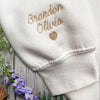 Hugcustom Custom Mama Embroidered Sweatshirt Mom Shirt with Kids Names Sleeve CEMS1102