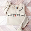 Custom I Wear My Heart On My Collar Mama Sweatshirt with Kids Name on Sleeve CEMS1109