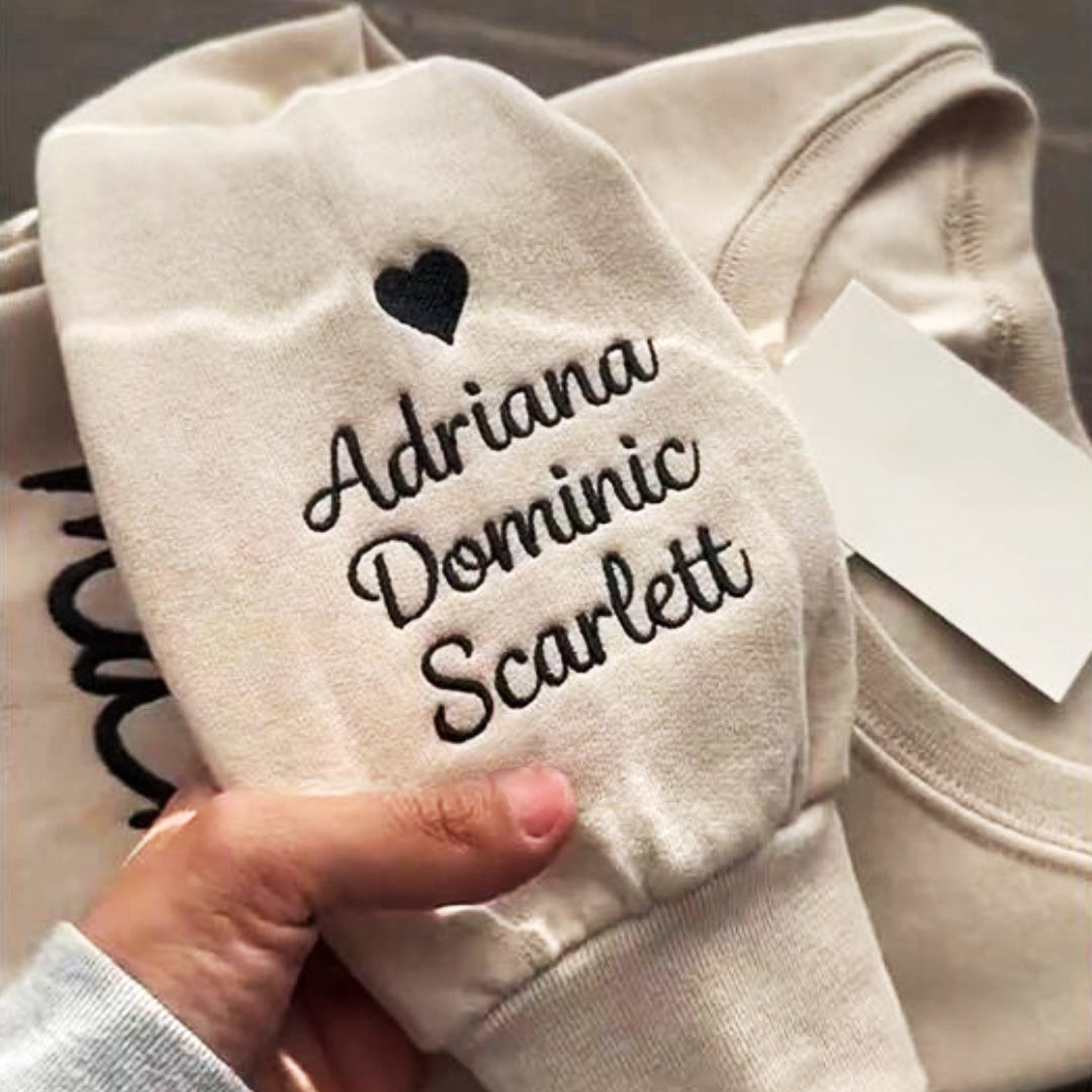 Custom Mama Embroidered Sweatshirt with Kids Names Sleeves CEMS1191B