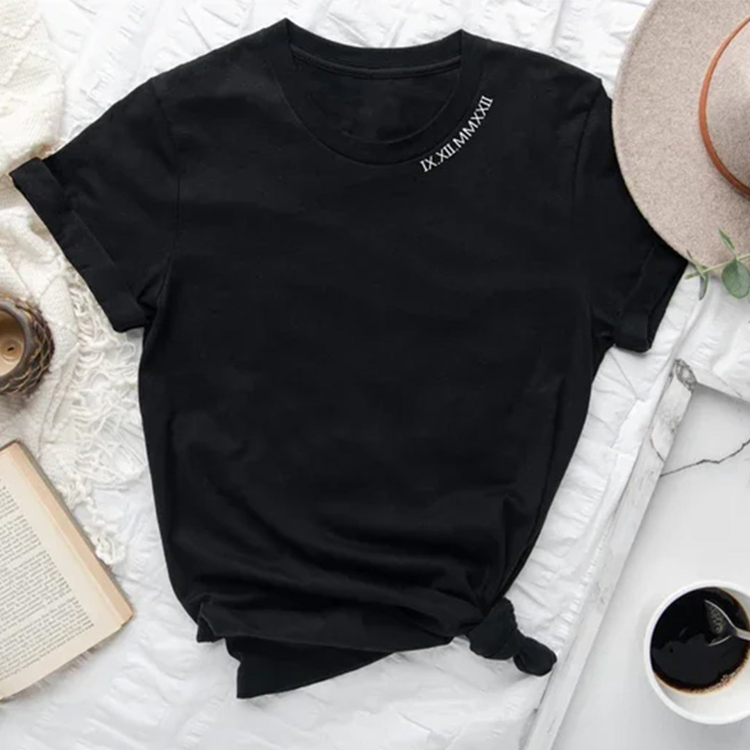 Sweatshirt mit Kapuze, benutzerdefinierten römischen Ziffern und Datumsstickereien mit intimen Sprüchen auf den Ärmeln, HCVD02B 
